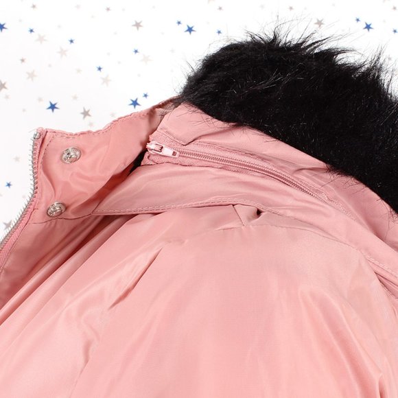 Mauve Fur lined Hood Anorak Parka Padded Jacket - Picture 6 of 13